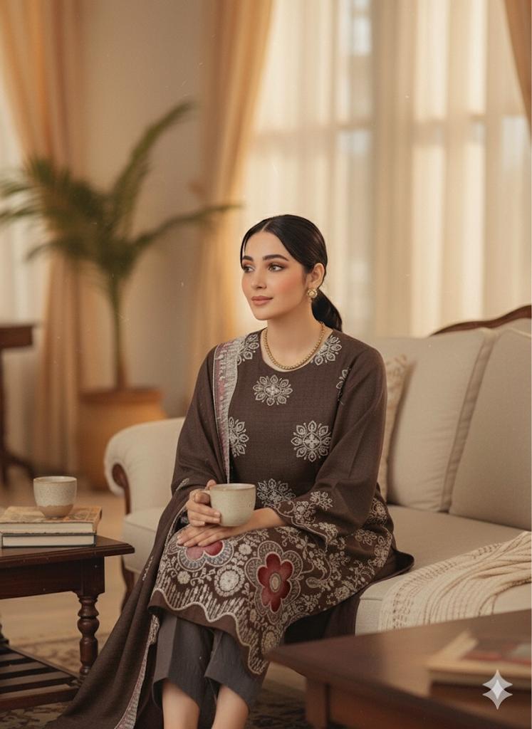 Dhanak 4-Piece Suit, Brown Colour