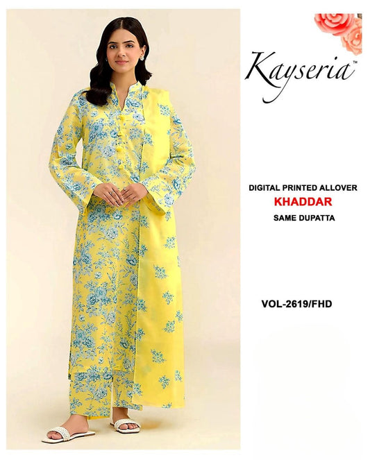 KAYSERIA-Khaddar 3 peice Suit WITH FREE HOME DELIVERY