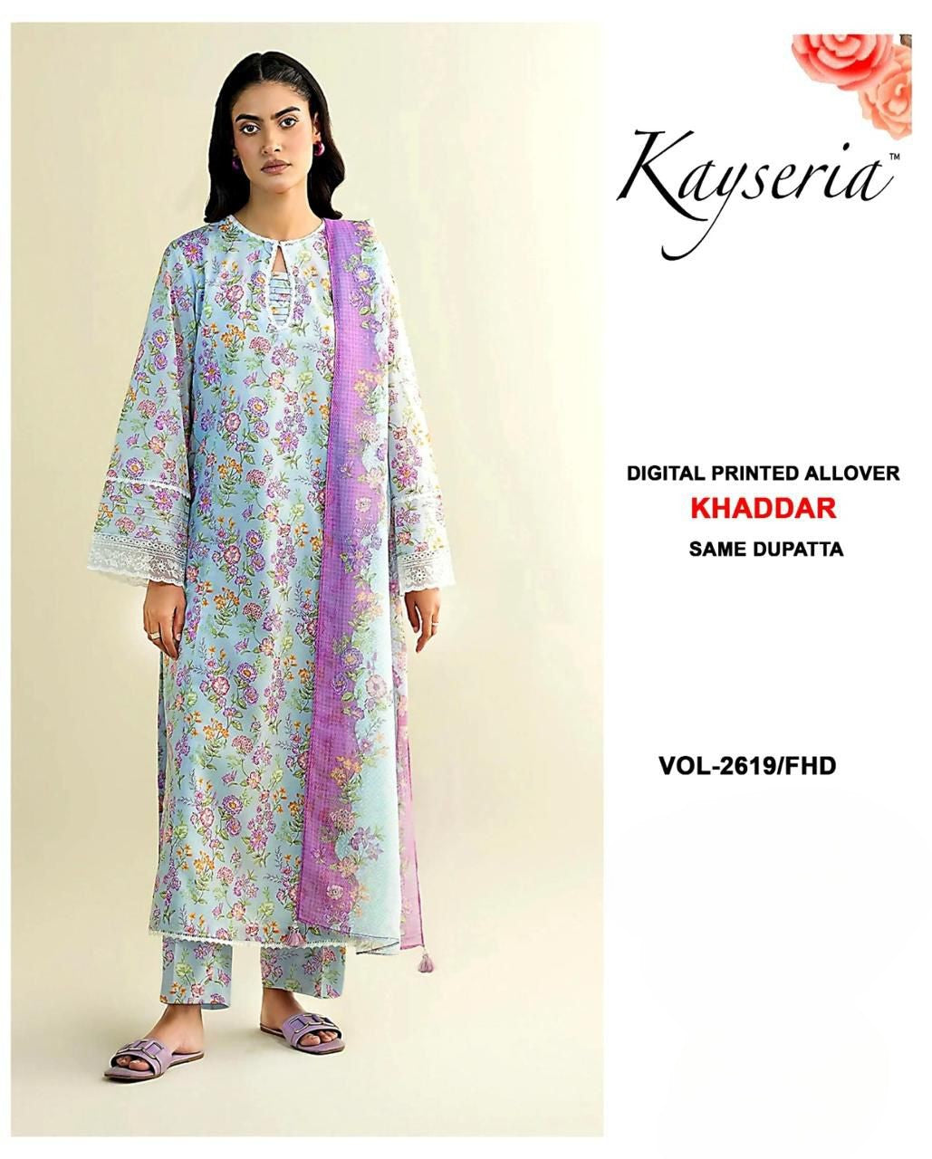 KEYSERIA KHADDAR-3 PEICE SUIT WITH FREE HOME DELIVERY