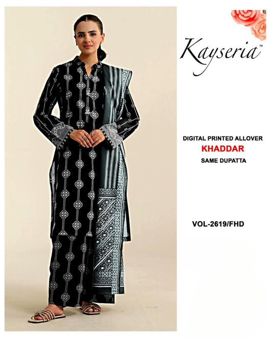 KAYSERIA KHADDAR-3 PEICE SUIT WITH FREE HOME DELIVERY