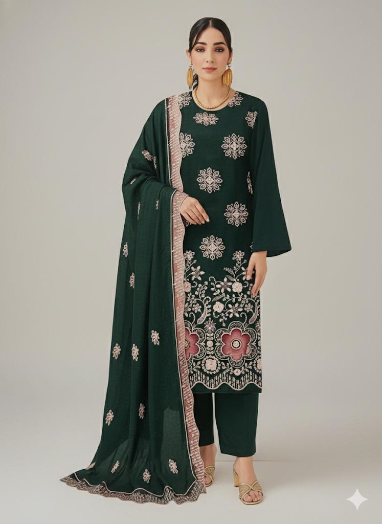 Dhanak 4-Piece Suit Green Colour