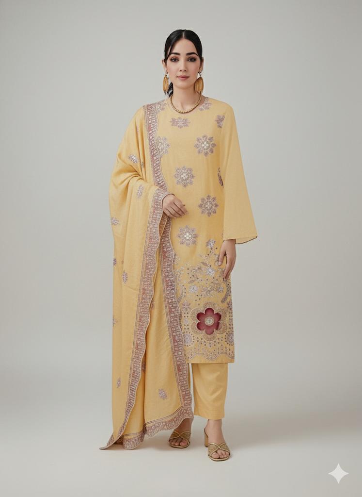 Dhanak 4-Piece Suit Yellow colour