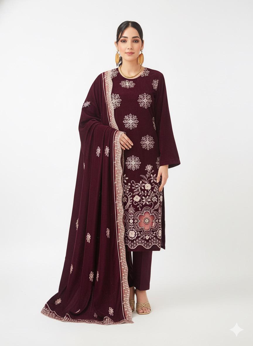 Premium Quality Dhannak suit Purple Colour