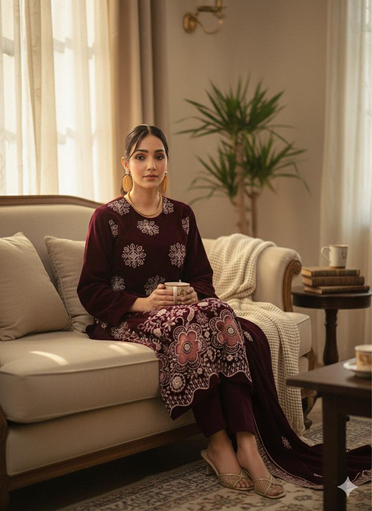 Premium Quality Dhannak suit Purple Colour